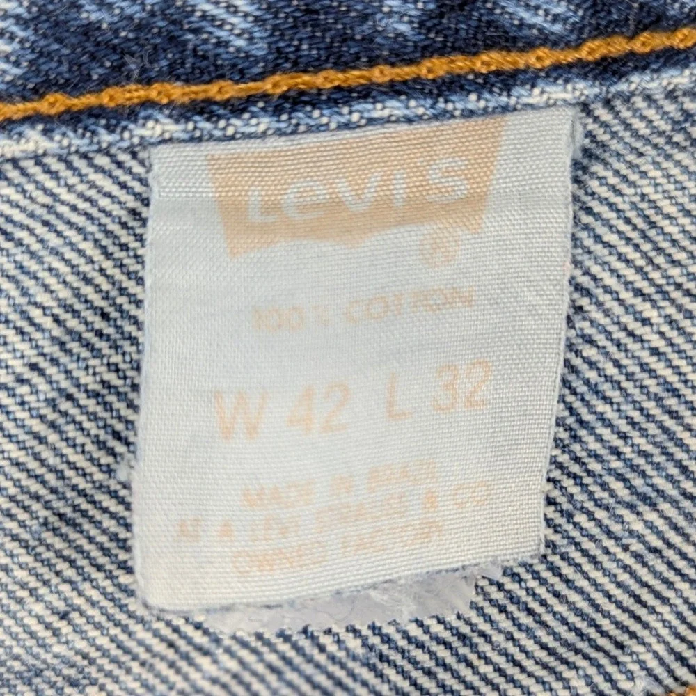 Levis 505 Mens 42x32 Orange Tab Reg Straight Leg Med Wash Blue Jeans 80'S Denim